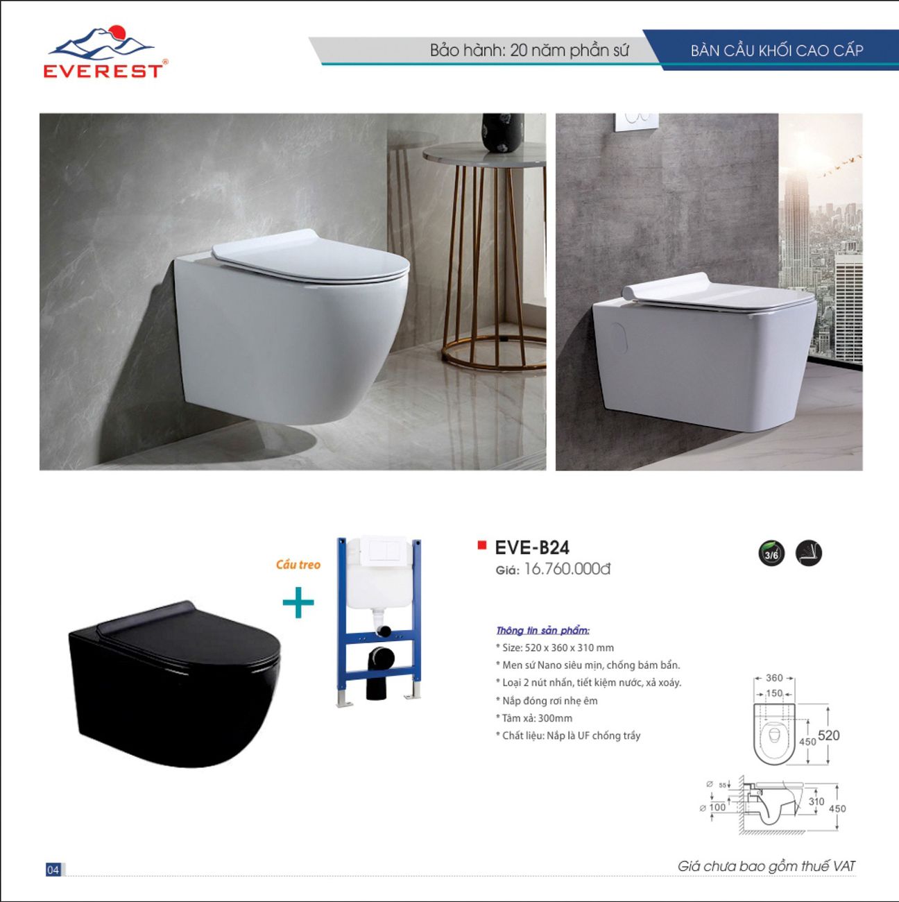 Thiết bị vệ sinh EVEREST Hiện Đại Catalogue và Bảng giá mới nhất /Page 